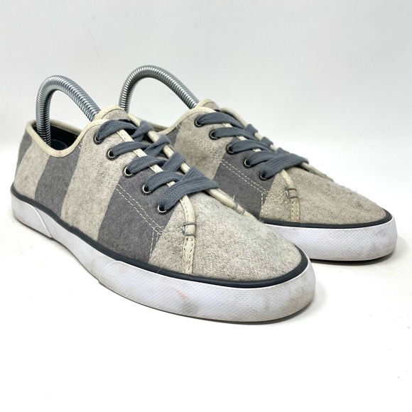Sperry Pier View Striped Wool‎ Lace Up Sneakers Gray Cream Womens 9 - Picture 2 of 8